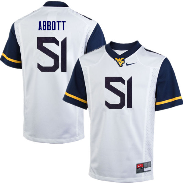 Men #51 Jake Abbott West Virginia Mountaineers College Football Jerseys Sale-White - Click Image to Close